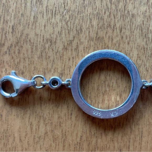 Women’s Circle Link Chain Bracelet, 925 Sterling Silver & Rhinestones 7.5 inches - Picture 6 of 7